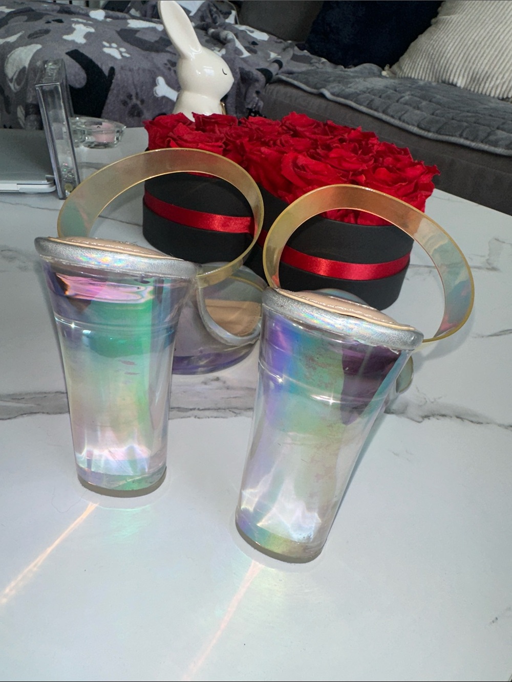 Steve Madden Iridescent Clear Strap Platform Heels - Picture 7 of 10